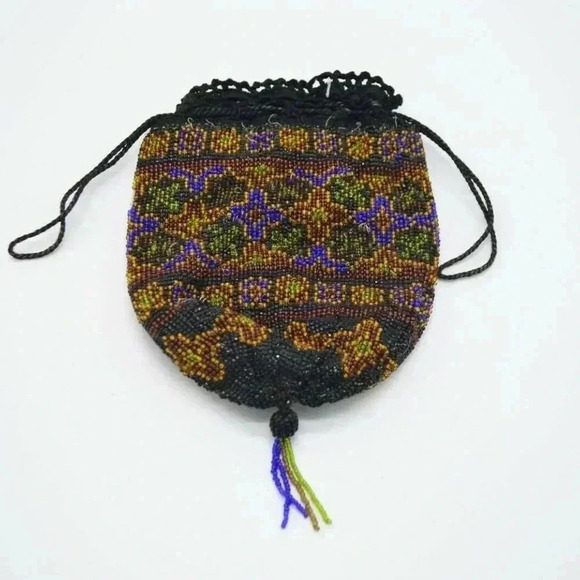 Antique Victorian Deco Floral Roses Glass Bead - Picture 4 of 5